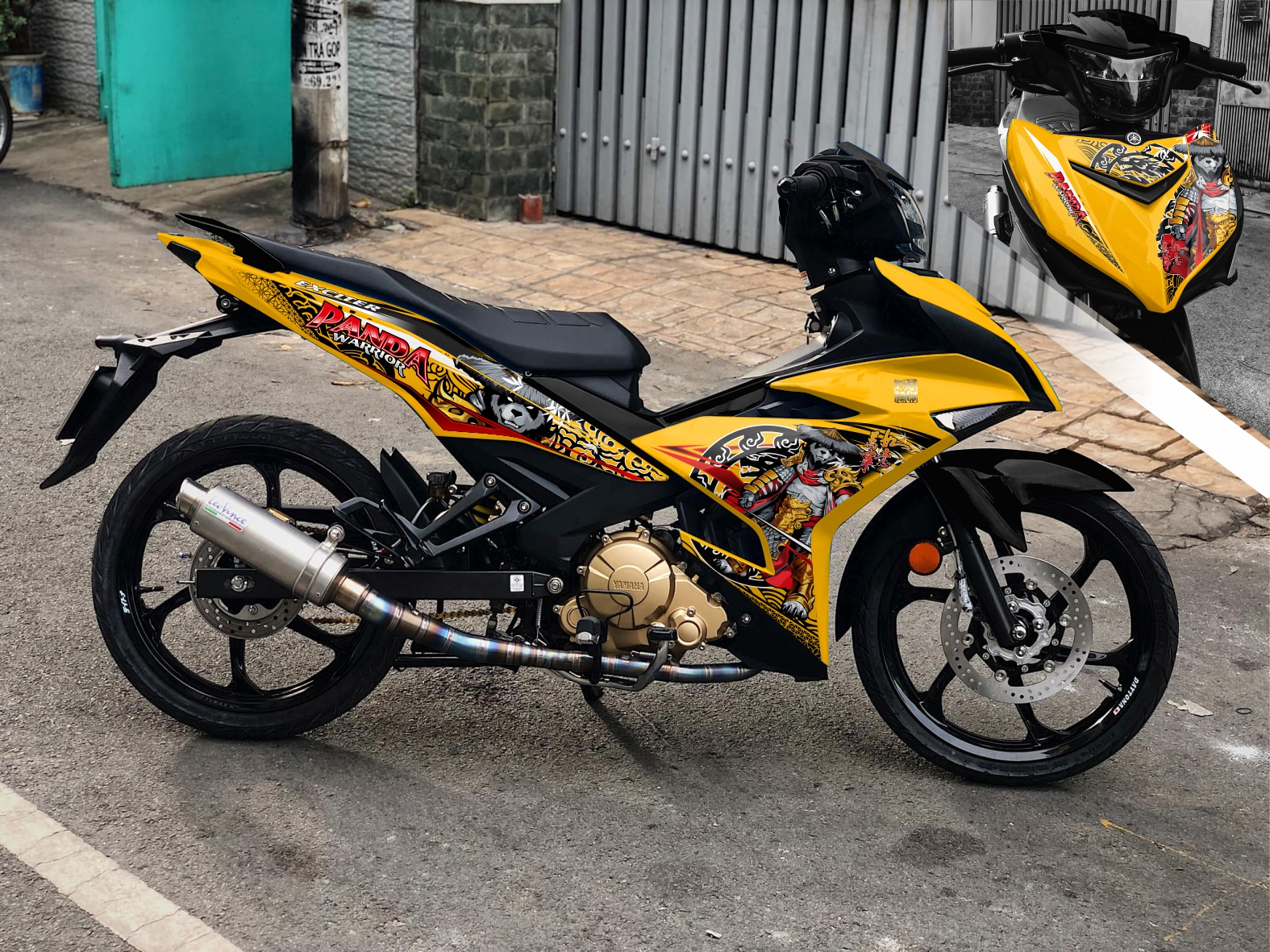 Tem rời Exciter 150 vàng đen Master Panda New Style Chinese dán xe vàng cực ngầu