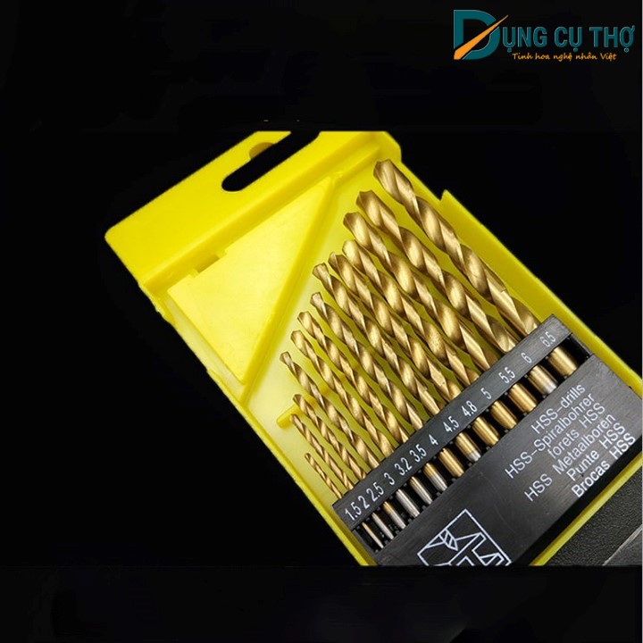 Bộ 13 mũi khoan thép HSS mạ titan