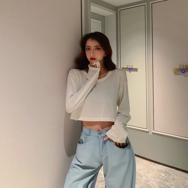 Áo thun nữ tay dài croptop thời trang