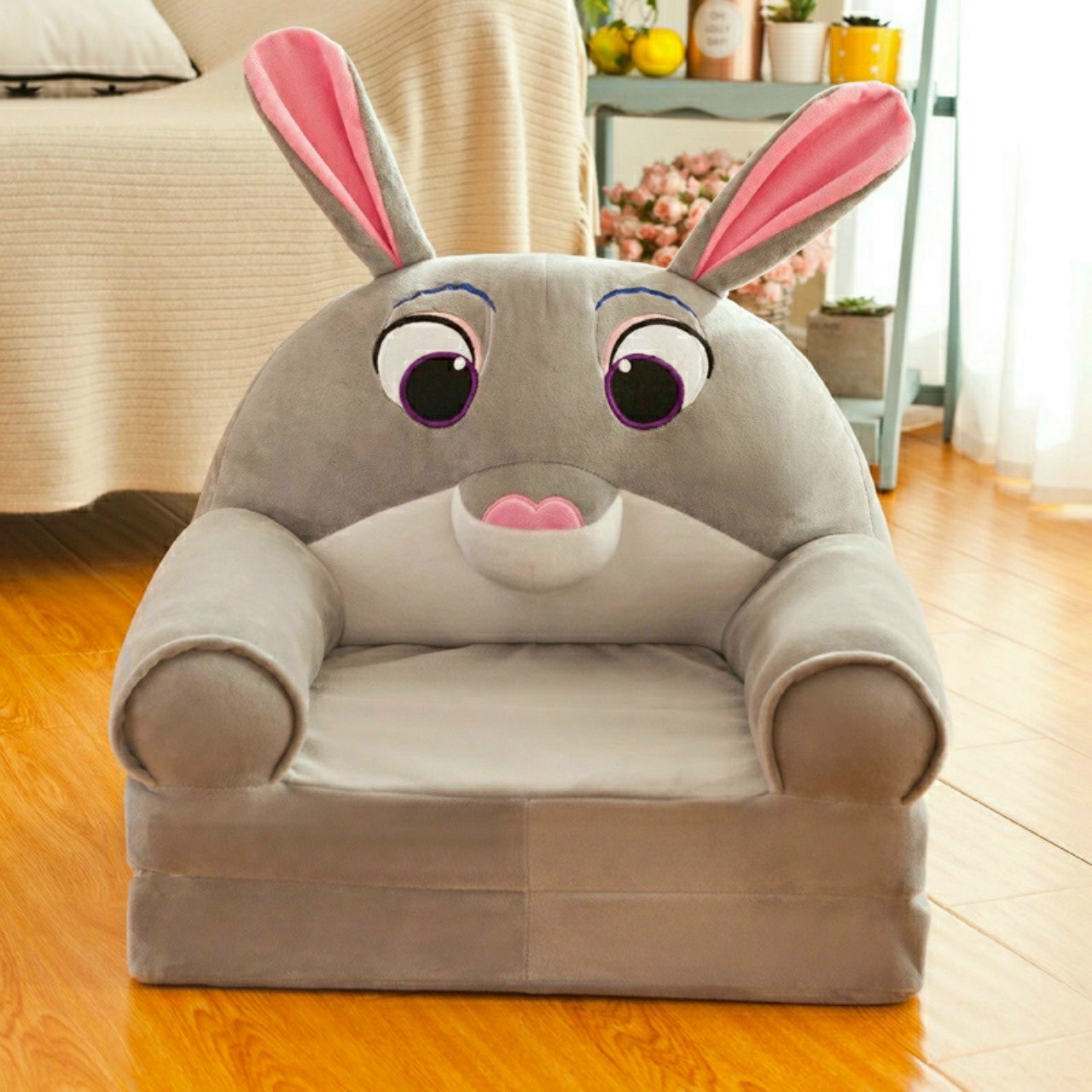 Ghế lười,ghế đệm gấp sofa giường 3 tầng mẫu thỏ xám