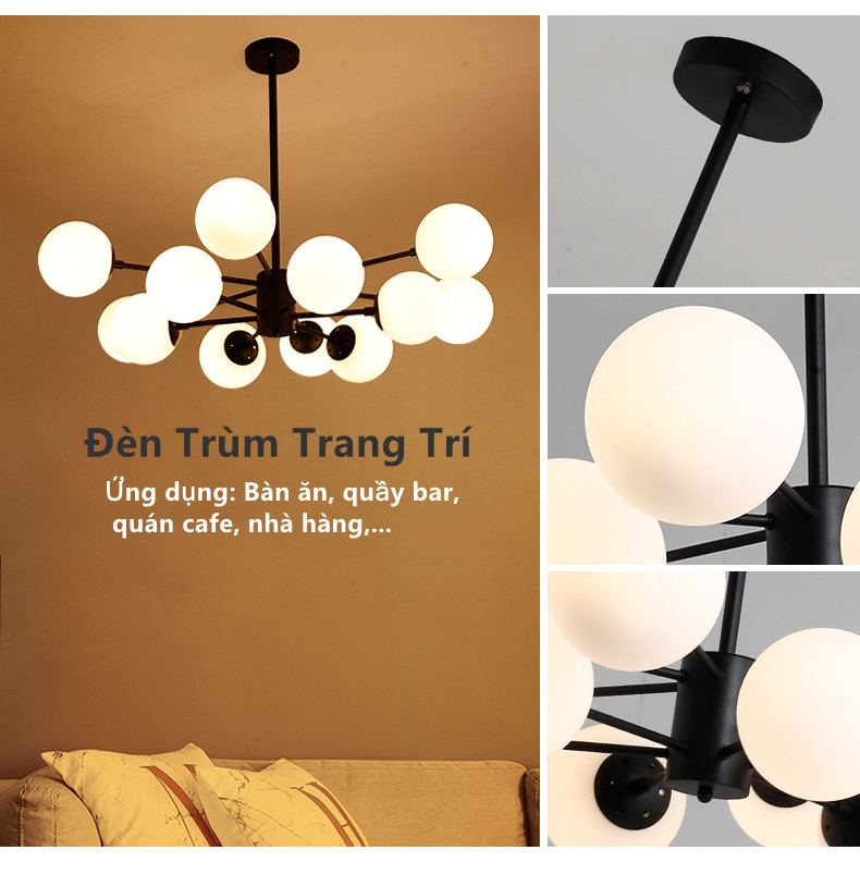 Đèn trùm trang trí phân tử 6 bóng 12 bóng