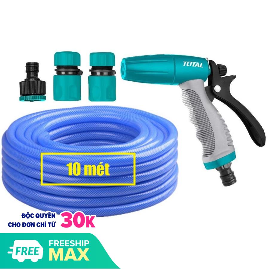 Bộ 10 mét ống nhựa mềm khớp nối vòi xịt rữa xe tưới cây chỉnh tia TOTAL THWS030301 THWS010301