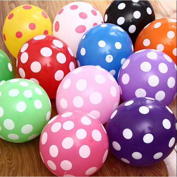 Bong bóng chấm bi 10  (25cm) bịch 10- 25c đủ màu đa dạng