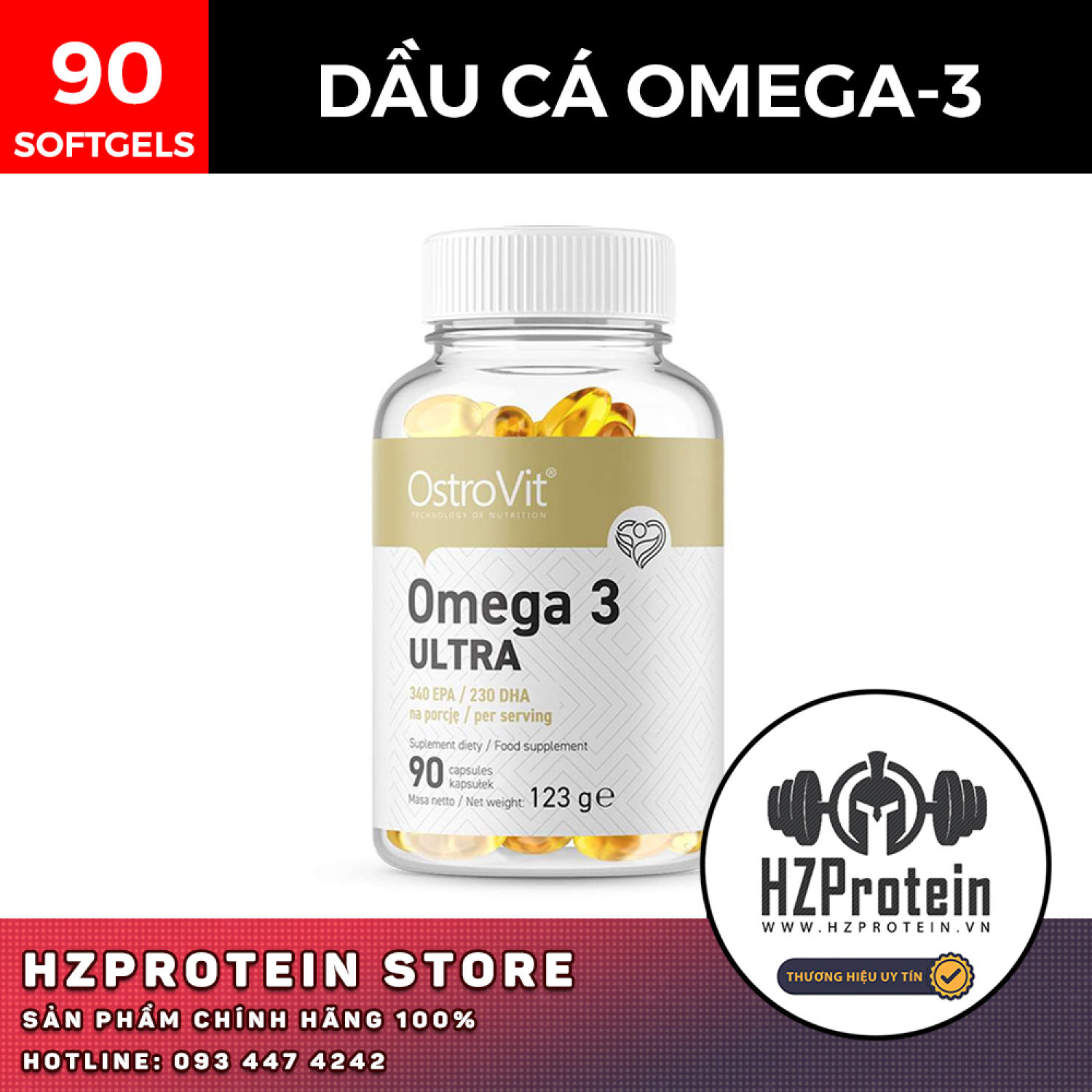 Ostrovit Omega 3 Ultra - 90 viên nang dầu cá cô đặc