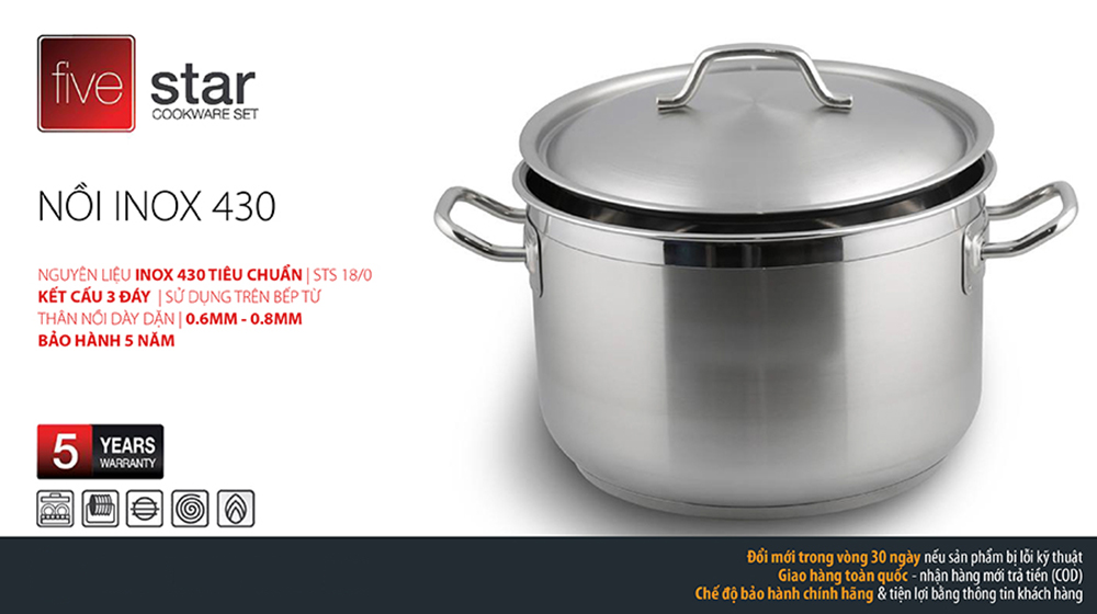 NỒI FIVESTAR INOX 3 ĐÁY 32CM