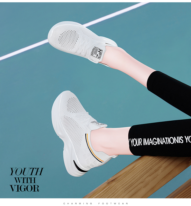 Giày nữ độn đế thể thao 7cm chất vải pha lưới cực thoáng siêu hót trend GTT06