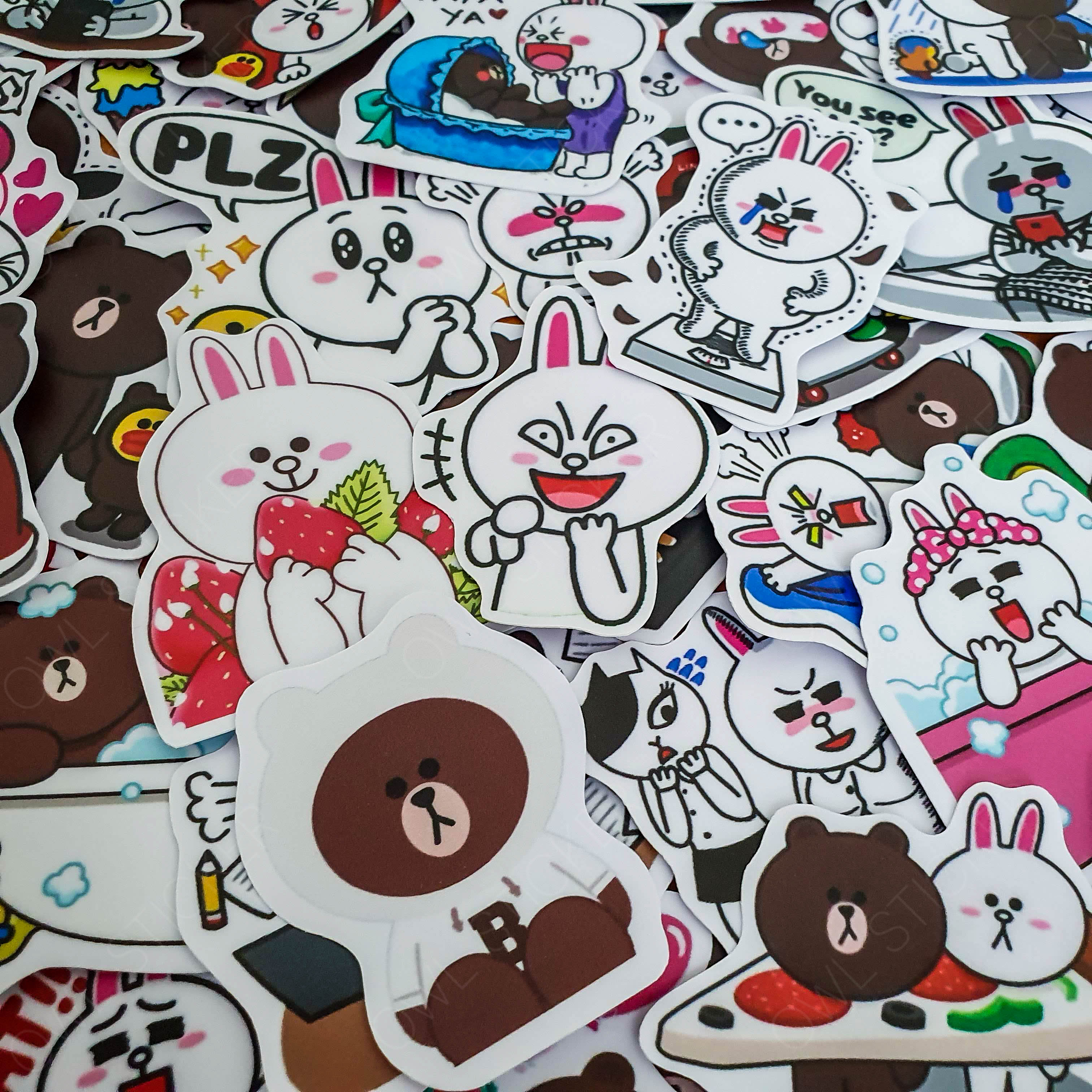 [HCM]Bộ 10 - 25 - 50 hình dán Thỏ CONY & Gấu BROWN dễ thương vô đối sticker chống nước cao cấp không bay màu