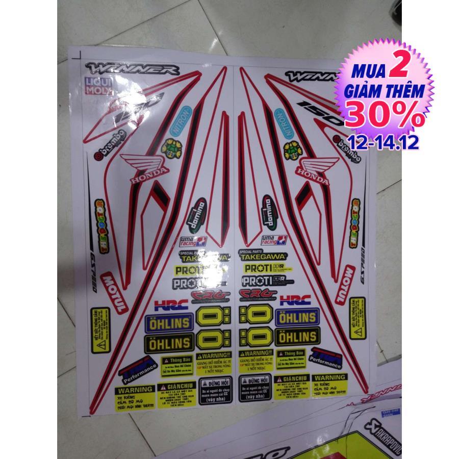Tem rời winner trắng đỏ dán xe đỏ