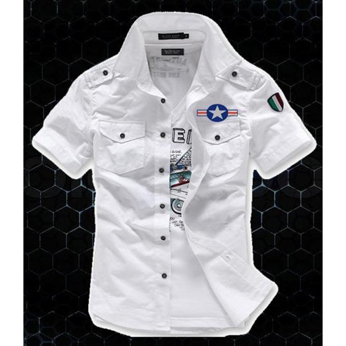 Áo Sơ Mi Nam Cầu Vai Logo Cờ Ý Cao Cấp