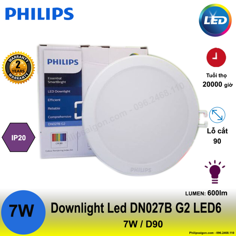 Đèn Downlight led âm trần Philips DN027B G2 7W / 10W / 14W / 17W / 22W