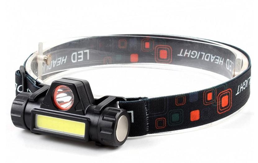 Đèn pin đội đầu mini HFL-03 có chân sạc USB bóng LED COB+XPE dùng pin 18650 tích hợp có chỉnh sáng vô cấp