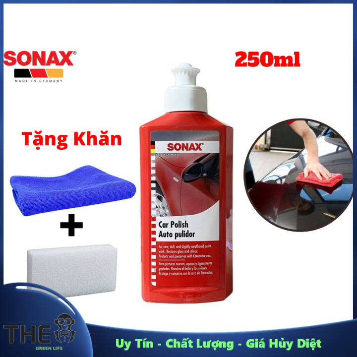 Kem đánh bóng xe cho sơn màu và kim loại sonax 300100 car polish 250ml tặng khăn và mút uy tín - chất lượng - giá hủy diệt
