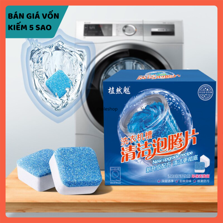Combo 12 viên sủi làm sạch và khử mùi máy giặt - Viên tẩy máy giặt - Viên sủi vệ sinh máy giặt - Viên làm sạch máy giặt