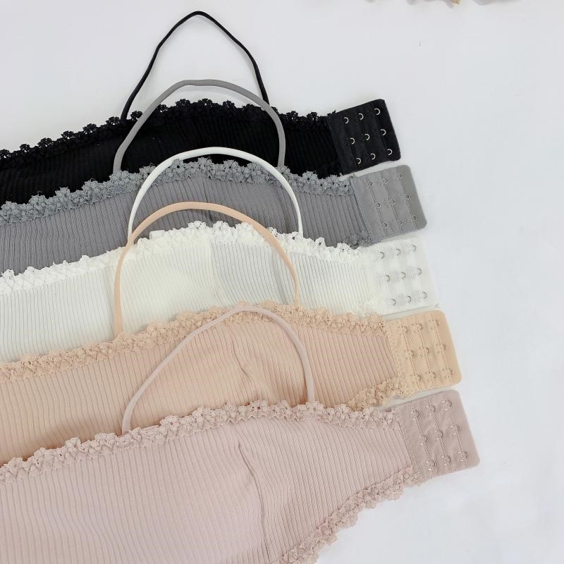 Áo bra 2 dây cotton viền ren, bra thun tăm mềm thoáng mát