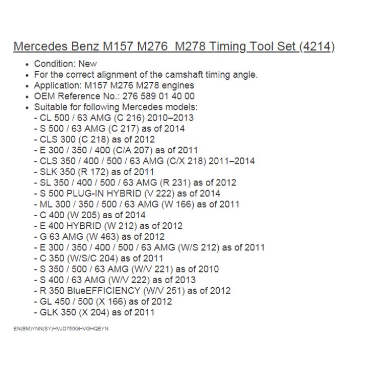 Dụng cụ đặt cam MERCEDES BENZ M157 M276 M278