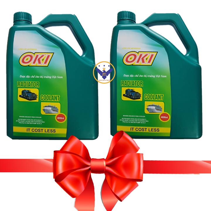 COMBO 2 Nước làm mát động cơ ô tô [màu xanh] OKI Radiator Coolant can 4L