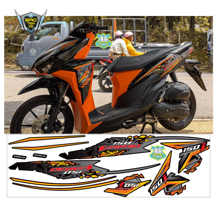 Tem rời xe vario 150 cam đen rice decal