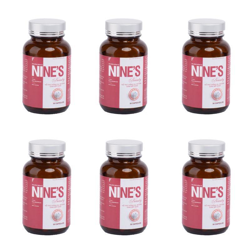 Combo 6 Hộp Viên uống trắng da Nines Beauty 30 viên Giúp trắng da Toàn Thân, Mờ Nám, Giảm Nếp Nhăn, Tăng Cường Nội Tiết Tố Nữ, Chống Lão Hóa, Tăng sức đề kháng, hỗ trợ tăng cường chức năng gan, tuần hoàn máu, ngăn ngừa ung thư