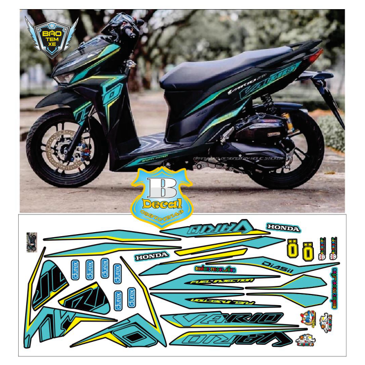 Tem rời xe vario 150 xanh đen mới