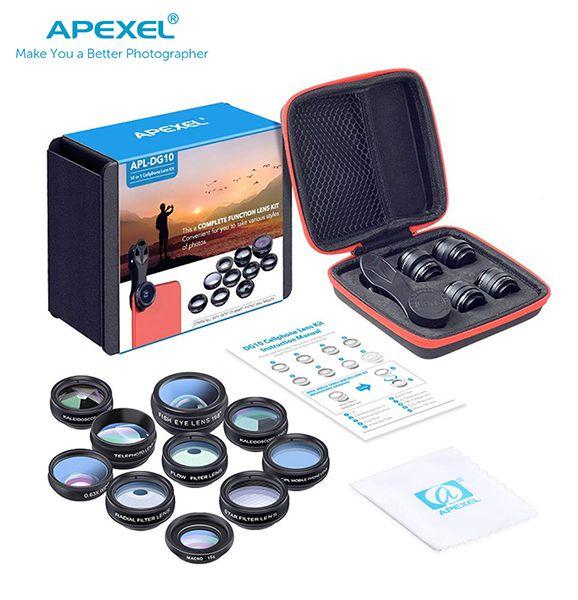 Bộ ống kính, lens chụp ảnh apexel dành cho điện thoại APL-DG10 10 IN 1 - Ống kính macro