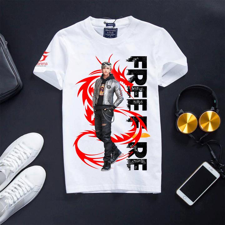 Áo thun cotton free fire màu trắng maxim ff