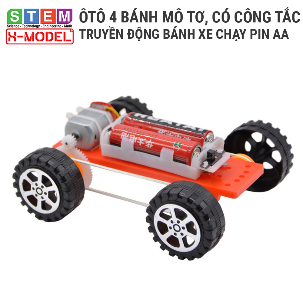 đồ chơi lắp ráp khoa học ô tô nhựa mô tơ truyền động bánh xe 7