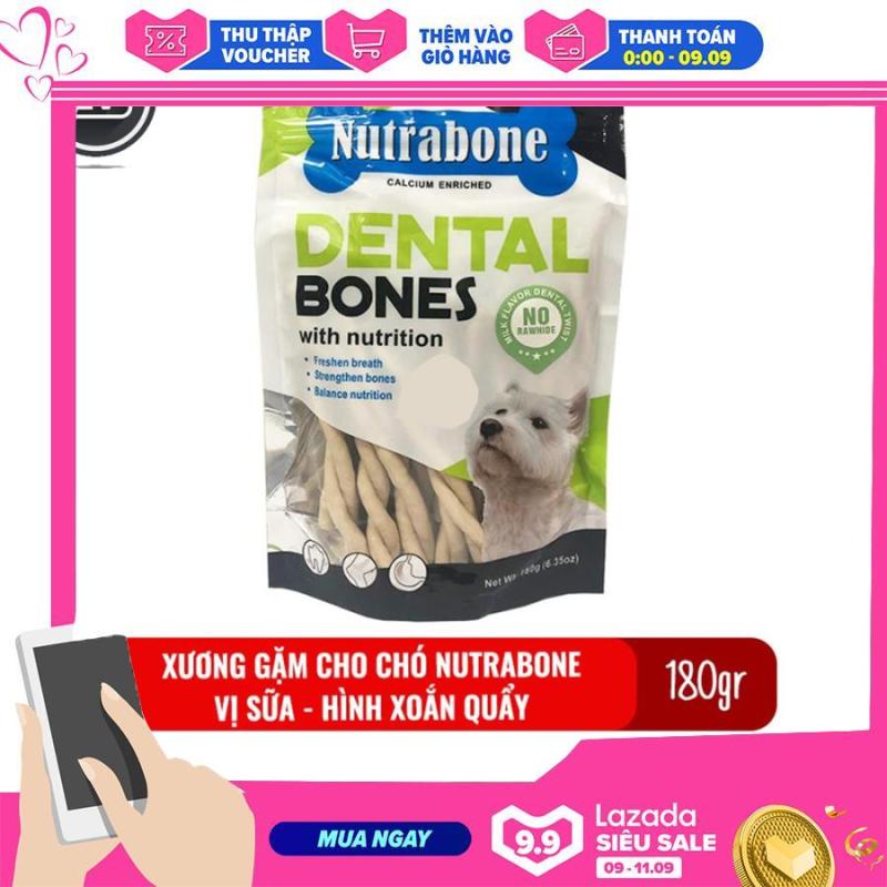 Xương cho chó vị sữa Nutrabone 180gr hình xoắn quẩy - Xương gặm sạch răng cho chó