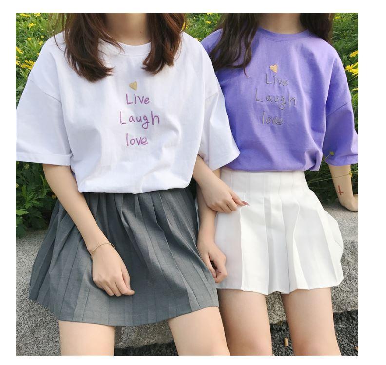 Áo thun nữ, áo thun thời trang, áo thun nữ in chữ LOVE LIVE thời trang Hàn Quốc vải Cotton dày mịn