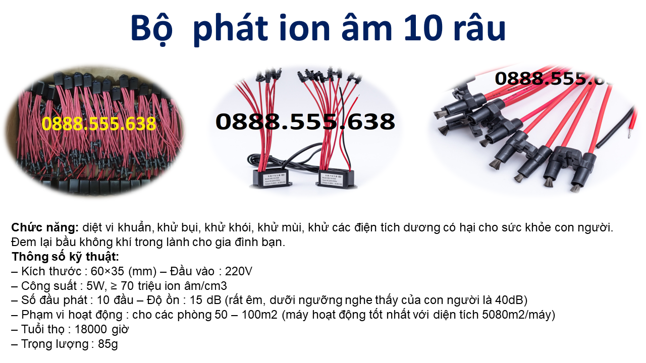 Combo 2 bộ đầu phát ion negative 10 râu - 2 râu 220v