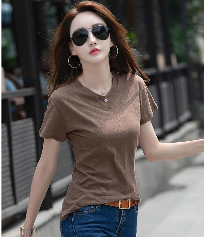 Áo cổ trụ 1 nút tay ngắn thời trang Hàn Quốc