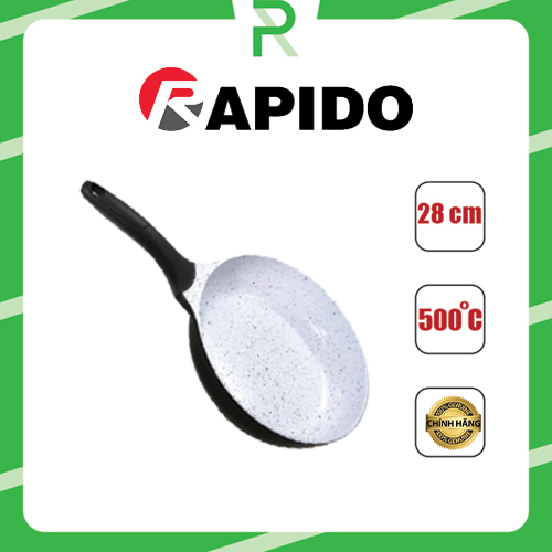 Chảo chống dính size 20cm, 24cm, 28cm đáy chấm Men gốm Ceramic cao cấp siêu bền Đức RAPIDO. Tặng kèm phụ kiện gác mỡ