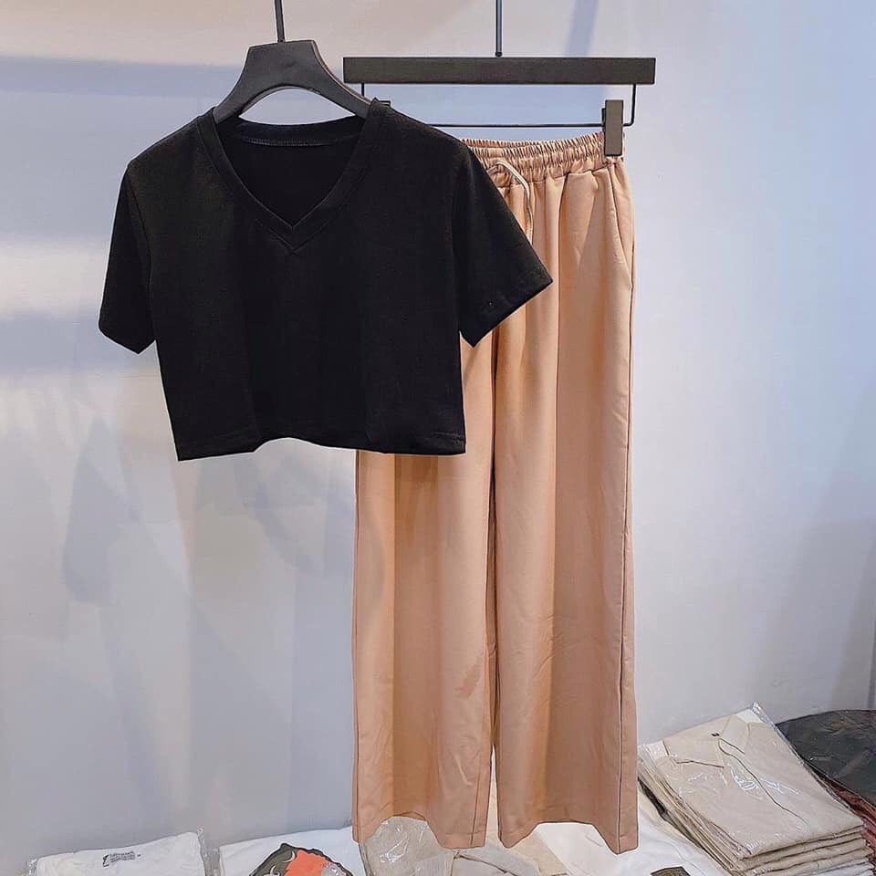 Áo thun nữ croptop cổ tim thời trang