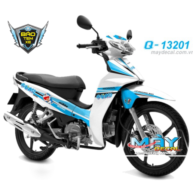 [ FREE SHIP ] TEM RỜI XE honda wave blade 110 đoremon trắng xanh