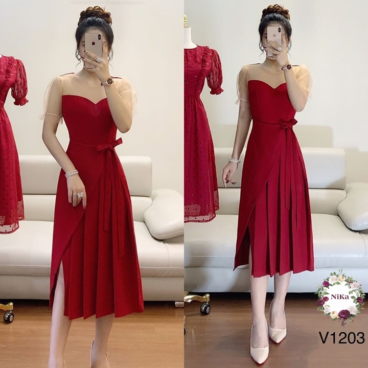 [HCM]ĐẦM ĐỎ DỰ TIỆC SIÊU SANG ĐỦ SIZE SMLXLXXL - VV1203