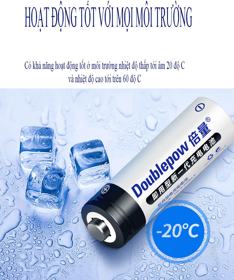 Pin sạc AAA 1250mAh Doublepow (Hộp 4 viên)