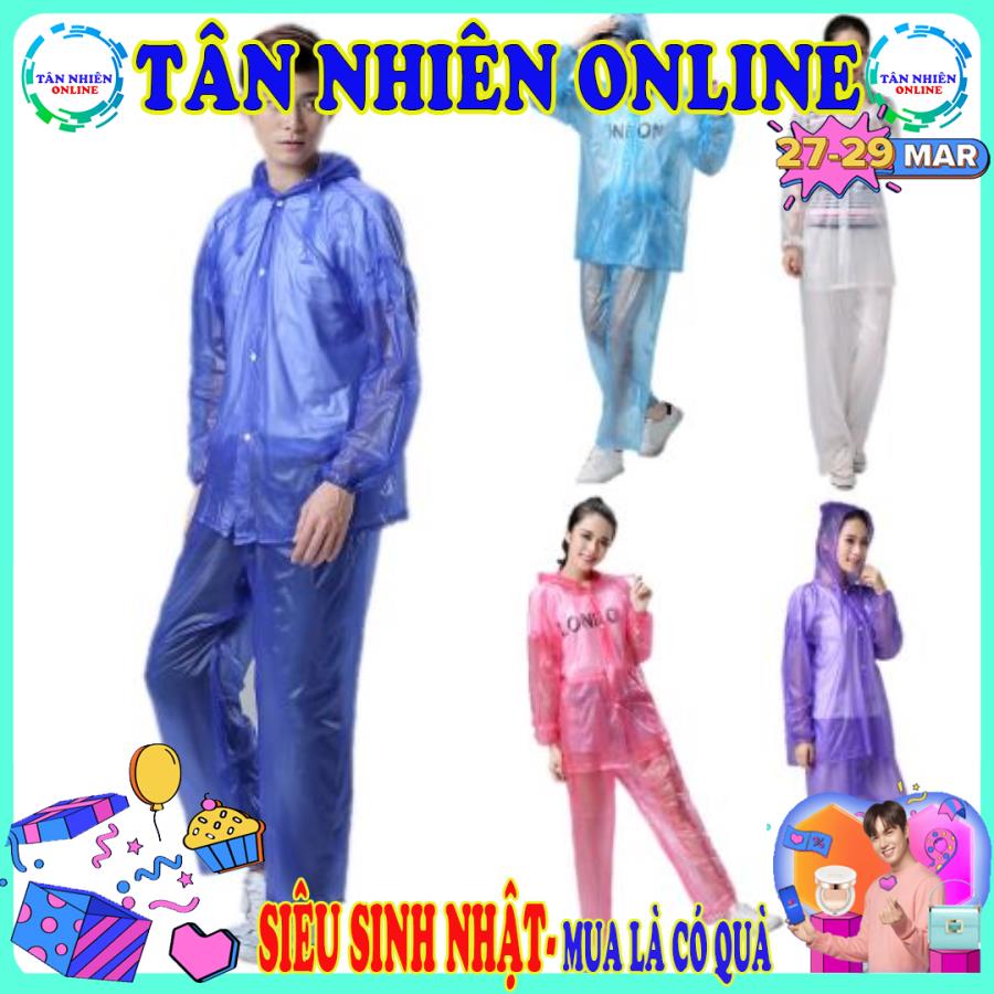 Áo mưa bộ trong suốt, áo mưa đi xe máy đi mưa siêu bền