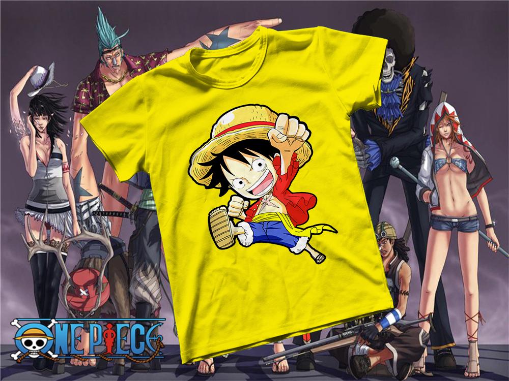 [HCM]Áo thun Cotton Unisex - Anime - One Piece - Monkey D luffy chibi