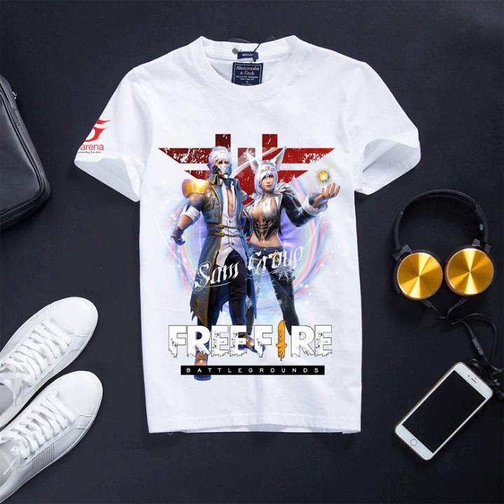 Áo thun nam in hình Free Fire cotton màu trắng giá rẻ Âm Phủ