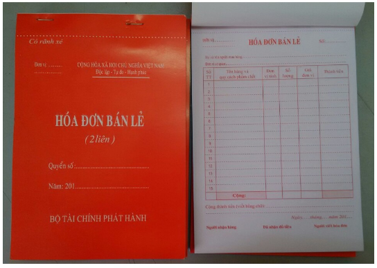 10 quyển Hóa đơn bán lẻ 2 liên 100 tờ