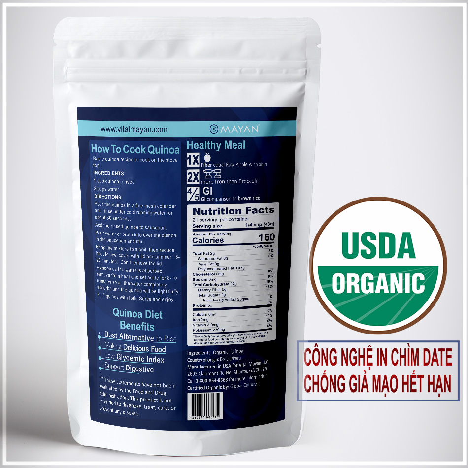 [HCM]Combo 2 Hạt diêm mạch trắng White Quinoa Organic 907gr