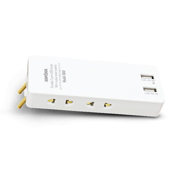 Sạc tích hợp 2 cổng USB - 4 ổ cắm 2200w Q4U Sopoka trắng