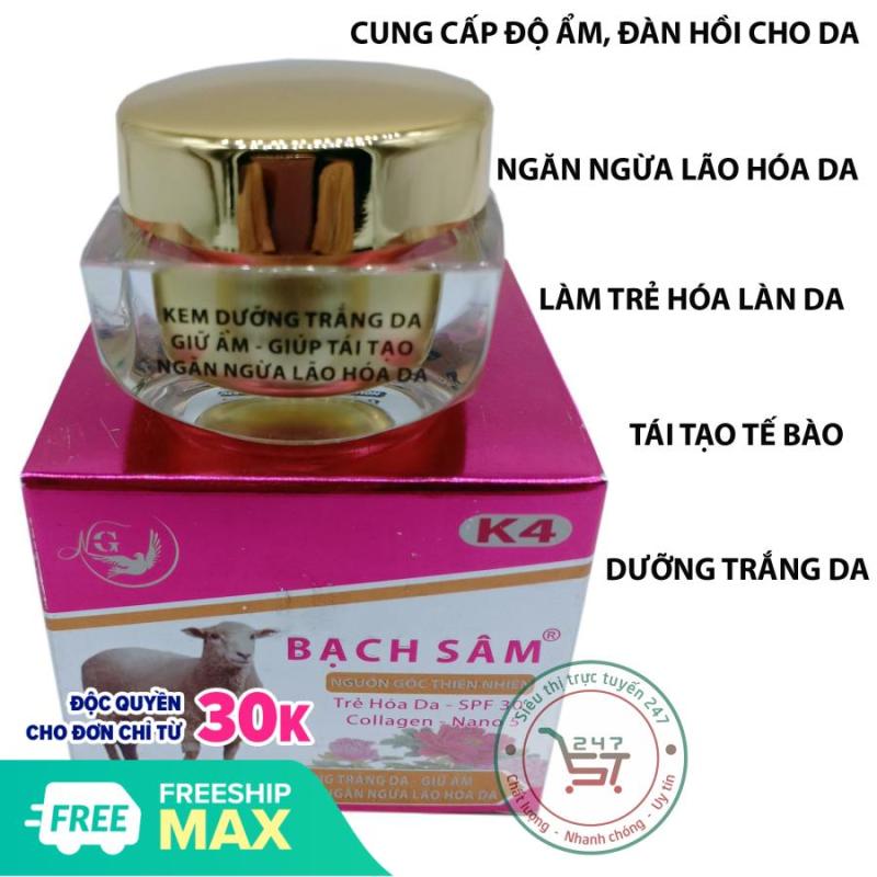 Kem Dưỡng trắng da - Giữ ẩm - Tái tạo - Chống lão hóa Bạch sâm K4 18g (Tím - Xám)