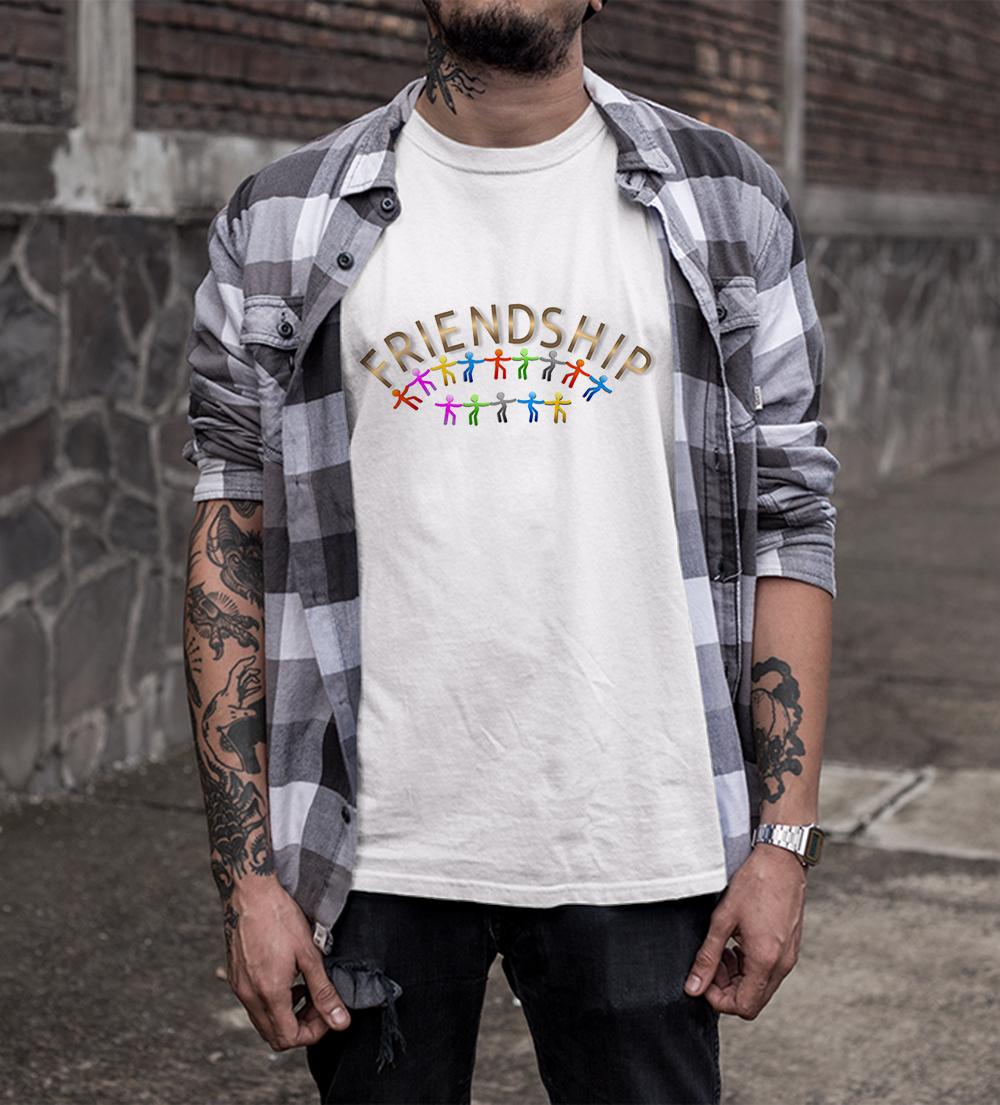Áo thun Unisex in hình Chữ friendship màu vàng