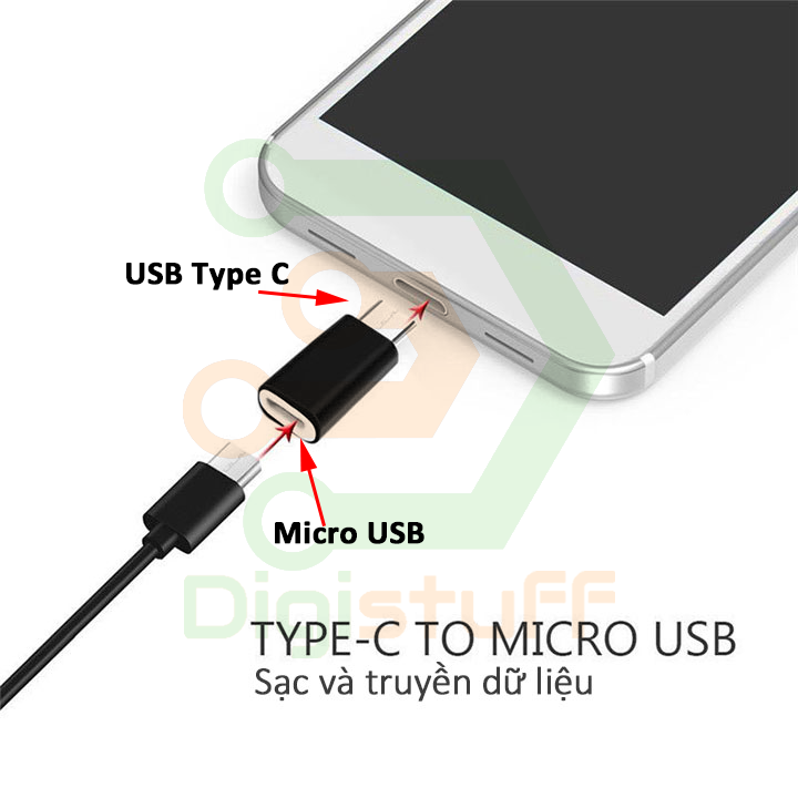 Đầu chuyển USB Type C dương sang Micro USB âm