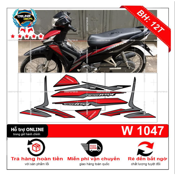 Tem rời xe wave RSX zin đỏ đen