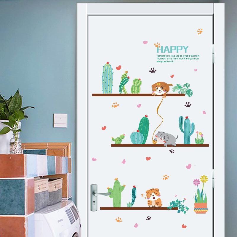 Decal Giấy dán tường ko cần thêm keo kệ xương rồng SK7190