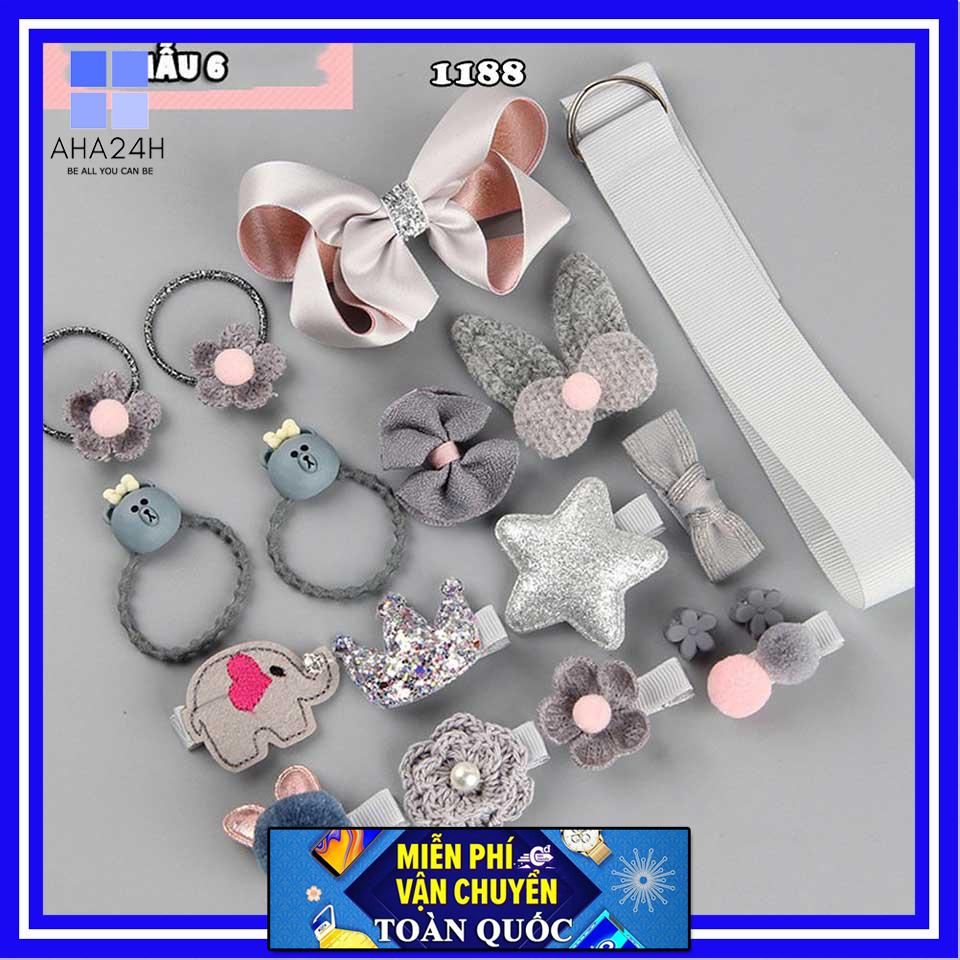 [HCM]Set 18 Dây Cột Tóc  - Kẹp Tóc Hàn Quốc Nhiều Mẫu Sành Điệu Ah1188