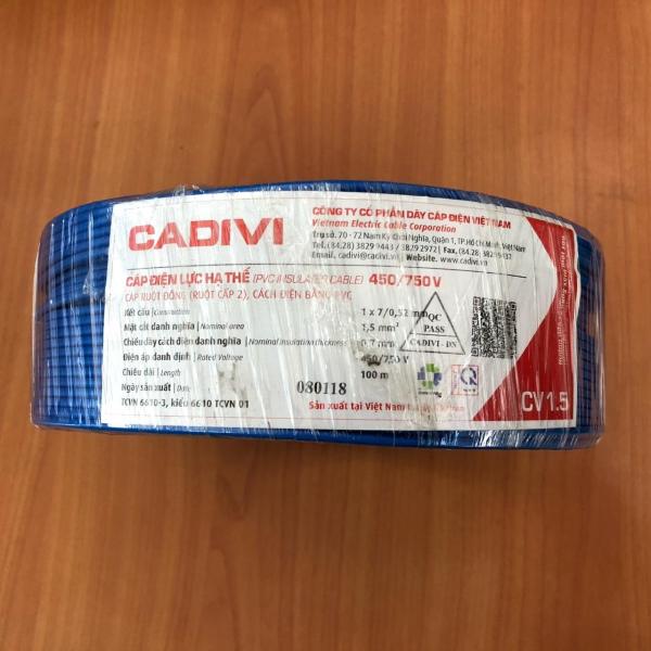 Bảng giá Cuộn dây cáp điện Cadivi 100m CV 1.5 màu xanh