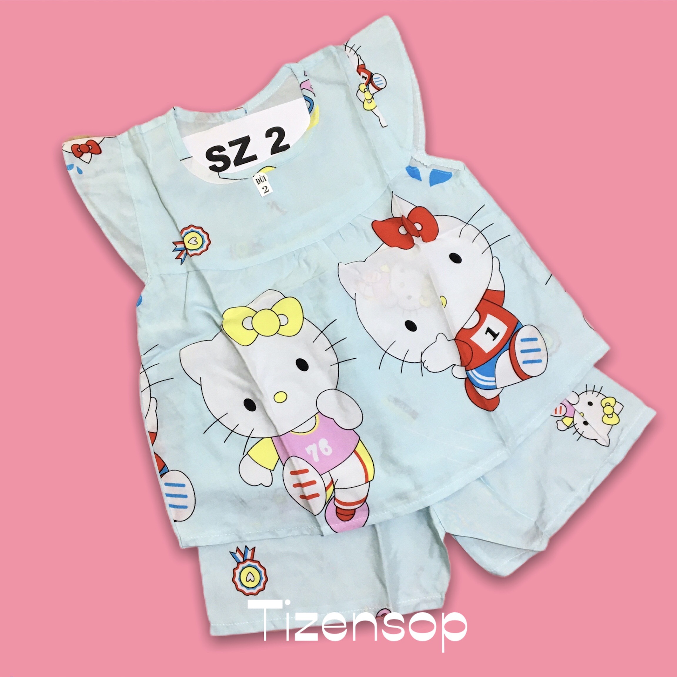 Đồ bộ lanh cho bé gái vải tole lanh 2 da