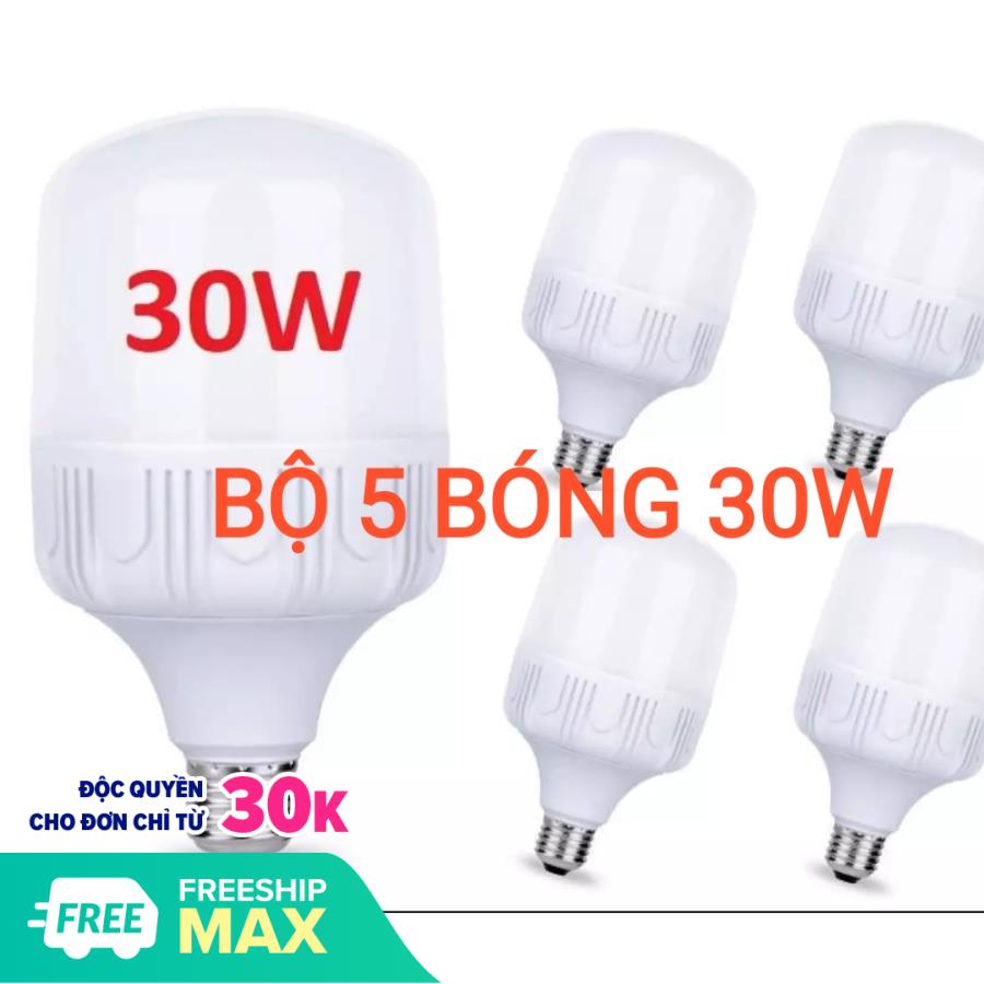 Bộ 5 bóng đèn led 30w ánh sáng trắng -  Siêu sáng - Siêu tiết kiệm -Thay thế đèn huỳnh quang,đèn compact- Bảo hành 12 tháng